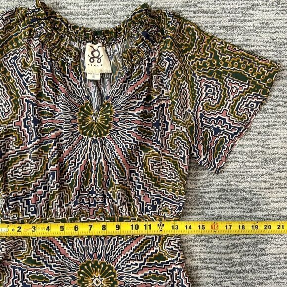 NWT Figue Cleo Silk Ruffle Neck Belted Dress in Medallion Multi Spruce XS - Picture 9 of 15
